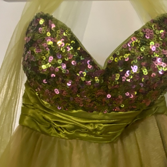 Chico's Beautiful Green Strapless Sequence Chiffon Short Prom Dress Size Small - Picture 3 of 7